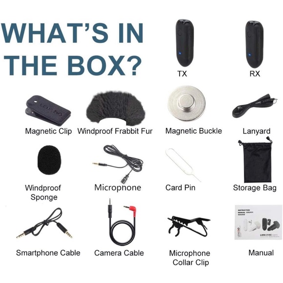 LESNGO 318C Wireless Lavalier Microphone, 20 UHF Channel Lapel Lav Mic Black - Picture 6 of 10